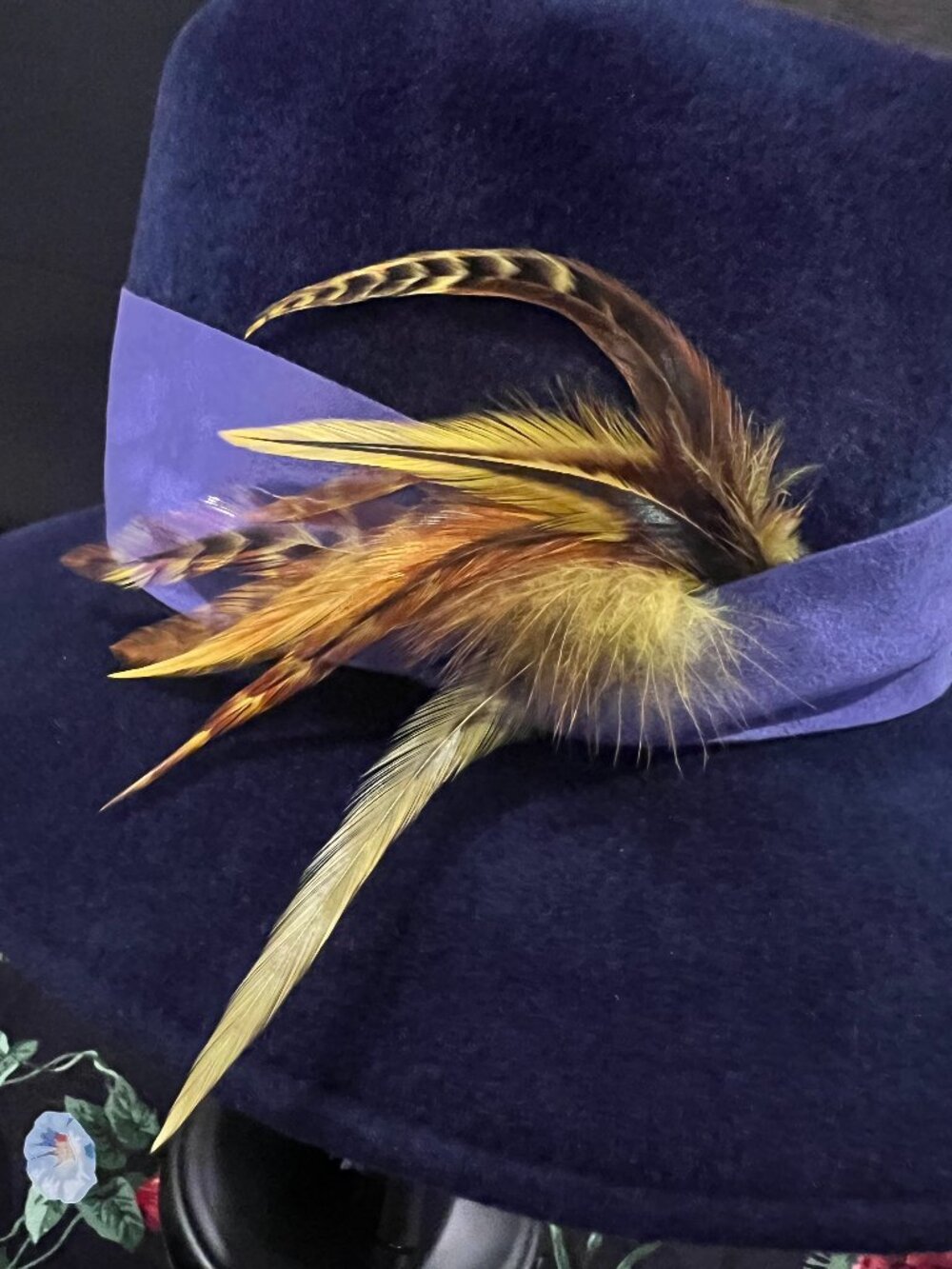 NWT Eugenia Kim Blaine Navy Wool Felt Fedora Hat Feather Accent